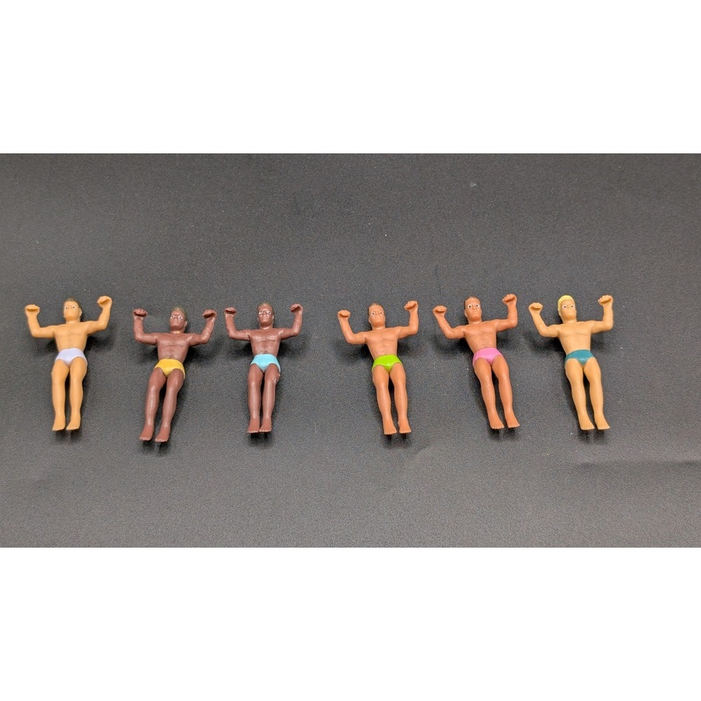 Hunky Buddies Drinking Markers 6pk Set Of 2" Figures Muscle Men Glass Hangers